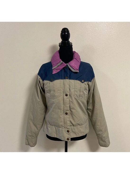 Powderhorn Mountaineering Other - Powderhorn Mountaineering Jacket Girls Size 12 Tan Blue Vintage Down Jacket